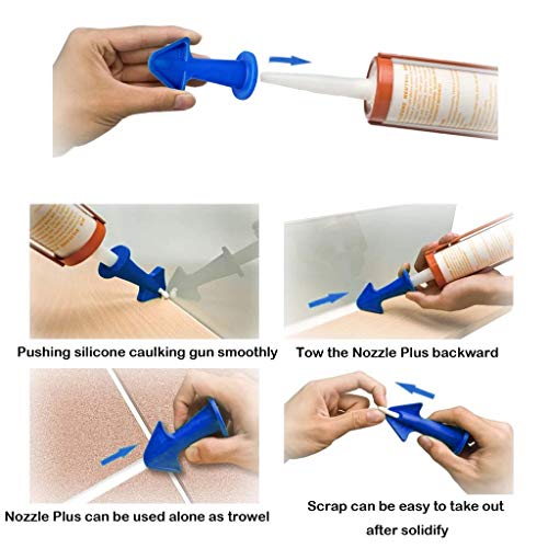 Zoreni 3 Pieces Caulking Tool Sealant Finishing Tools, Silicone Sealant Caulk Nozzle, Silicone Caulking Finisher Grout Scraper Tool for Kitchen Bathroom Window, Tiles or Bricks (Blue)