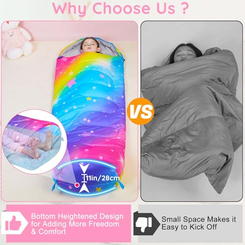 Image of FIOBEE Kids Sleeping Bag 3 Season Camping Sleeping Bags for Girls Toddler