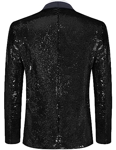 Image of COOFANDY Mens Shiny Sequin Blazer Tuxedo Party Dinner Prom One Button Suit Jacket