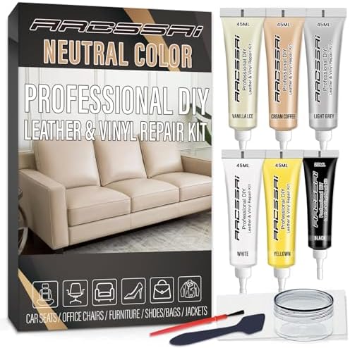Neutral Color Leather Repair Kit for Furniture, Car Seats, Sofa, Jacket and Purse. PU Leather Repair Paint Gel. Repair Tears & Burn Holes. Provide Color Matching Guide & Super Easy Instructions