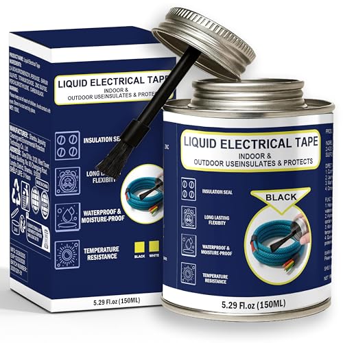 Image of 5.29OZ Liquid Electrical Tape, Black Insulating Glue with Brush Cap, Waterproof & Flexible Rubber Coating, Quick-Drying for Wires, Cables, Outdoor Electrical Connectors, Marine, Automotive Use