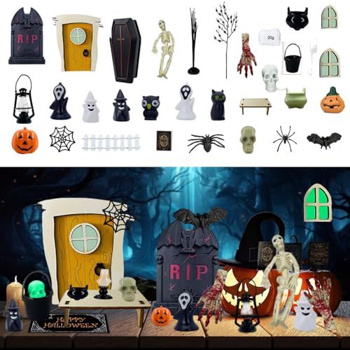 Casa de Muñecas de Halloween Conjunto, Accesorios de Casa de Muñecas de Halloween, Accesorios Ca-sa de Muñecas Miniatura