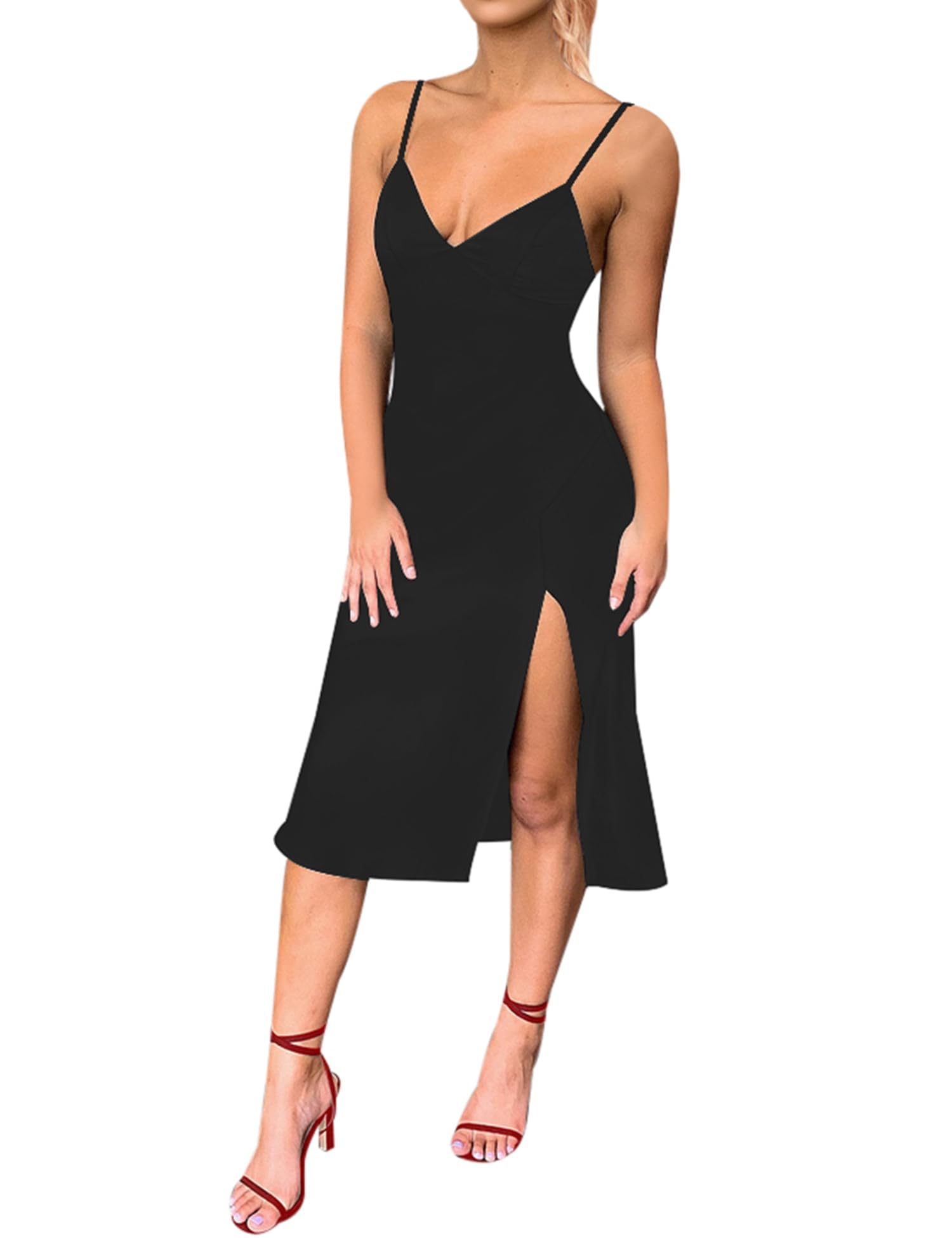Sexy One Shoulder Soft Satin Spaghetti Strap Side Slit Mermaid Floor-Length Bridesmaid Dresses In Stock