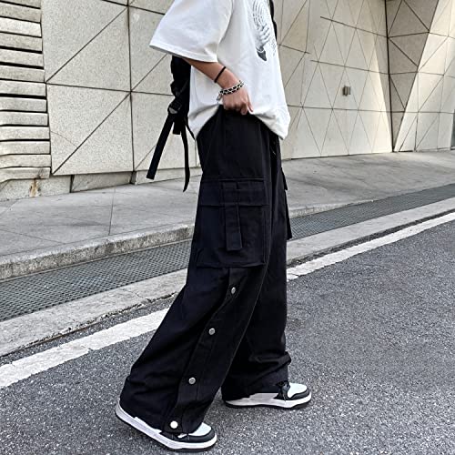 Linsennia Gothic Cargo Pants with Pockets for Men Women Girls Side Slit Baggy Streetwear Y2K Pants4