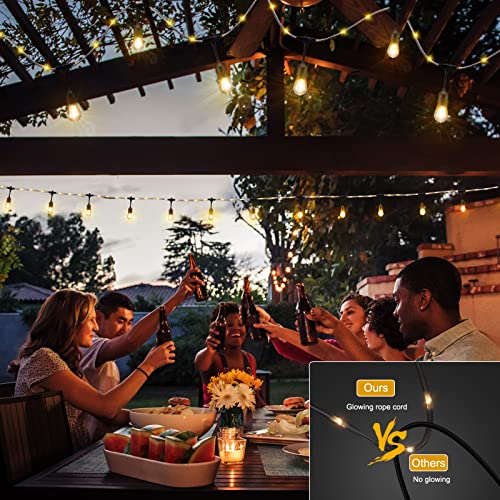 Brightown String Lights Outdoor - 48 Ft Commercial Grade Weatherproof Lights With 15 Led Shatterproof Dimmable Bulbs, Remote, Timer, Glowing Mains Cord, For Xmas Vintage Patio Garden #TOP6