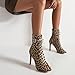 Women Gladiator Summer Booties Cow Print Peep Toe Stiletto High Heel Ankle Boots Lace Up Sandals Booties