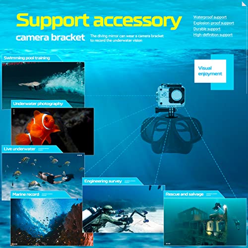 Set de Snorkel para Miopía Nearsighted Dry Snorkel para Adultos y Jóvenes, Máscara de Buceo Anti-Vaho y Tubo Seco con Montura Desmontable para Cámara miniatura 7