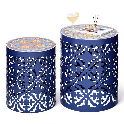 Ultym 2-Pack Metal Outdoor Side Table, Modern...