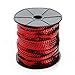 Aysekone 100 Yards 6mm Metallic Sequins Trim – Flat Round Spangle Sewing String for Wedding Dresses, Costumes & DIY Crafts (Red)