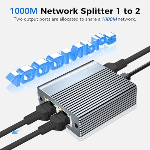 Image of ETZIN LAN Splitter 1 in 2 Output High Speed 1000Mbps LAN Cable Branch Network Splitter LAN Port Expansion Wired LAN Hub Gigabit LAN Cable Bifurcation LAN Internet Splitter Connector (EPL-1465H)