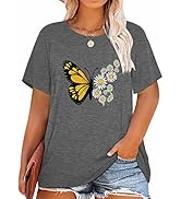 HDLTE Women Plus Size T Shirts Short Sleeve Casual Graphic Tee Tops