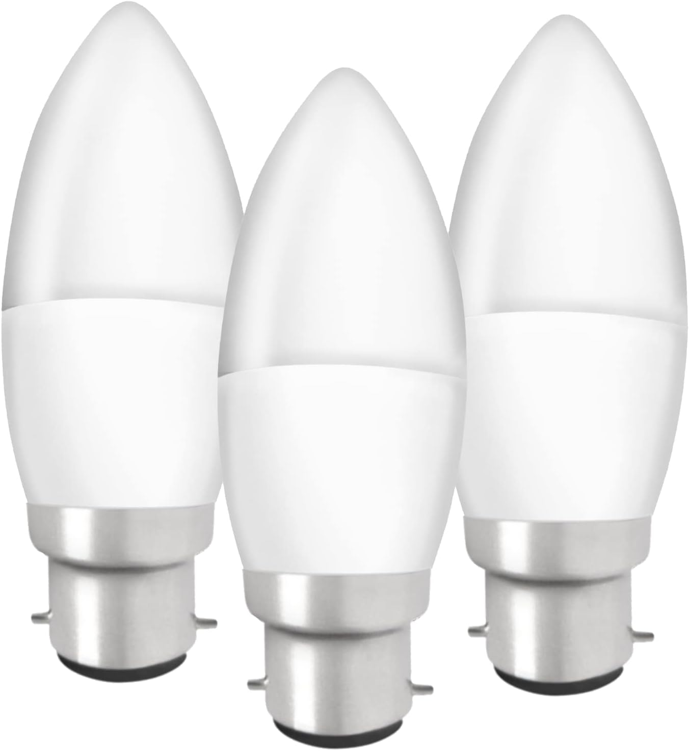LED Candle Light Bulbs BC 3 Pack, Long Lasting Candle B22 LED Lamps, 5w (40w Equivalent