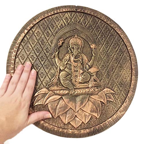 Quadro Mandala de Ganesha Resina cor Bronze 32cm
