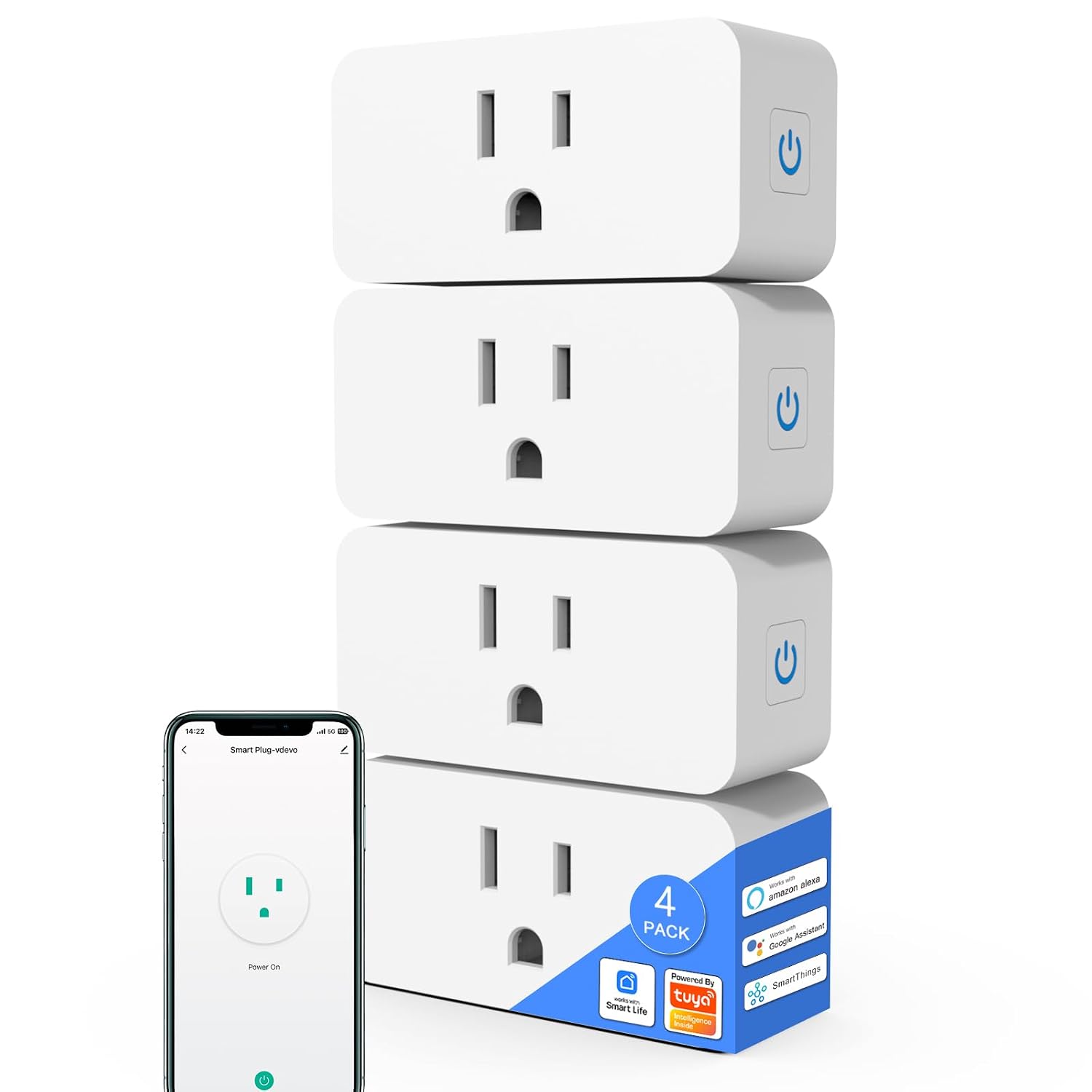 Smart Plug,Energy Monitoring,with Timing Function,WiFi(2.4G) Outlet Socket Compatible with Alexa and Google Home