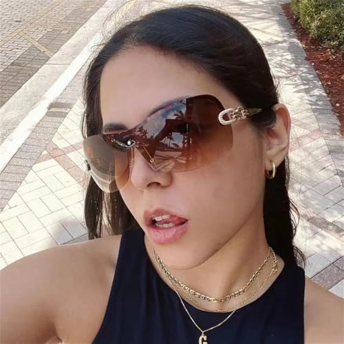 MTONY One-Piece Rimless Sunglasses Women Sun Glasses For Female Wraparound Shades Eyewear Sunglass3