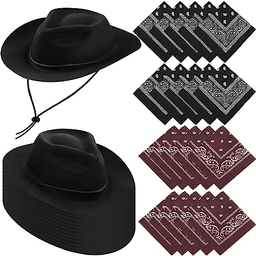 Hillban 48 Pack Cowboy Hat And Bandana Set cover