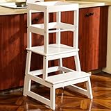 Kids Kitchen Step Stool with Safety Rail,Wooden Toddler...