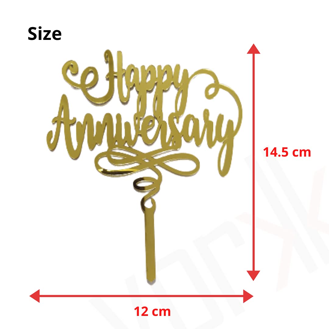 Yorkker Cake Toppers (Happy Birthday & Happy Anniversary) Golden Acrylic Cake Toppers for Kids Boy's Girls Adult Birthday Cake Decoration Supplies/Cake Accessories 5 Pcs Large 4