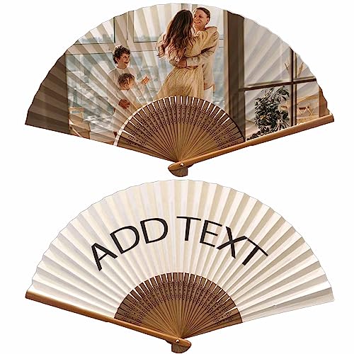 WERWAES12Pcs Personalized Folding Fan with Custom Photo Hand Held Fans Foldable for Wedding Dancing Saloon Cosplay Party Props Decorative Folding Fans