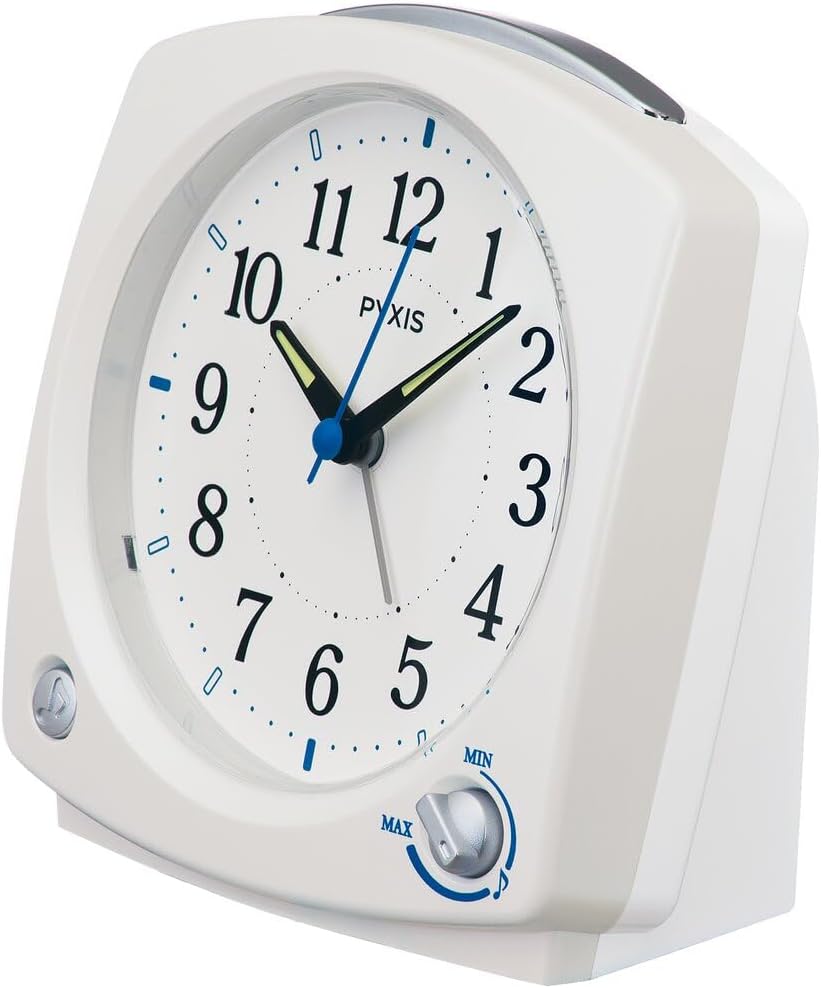 Seiko Clock – Analogue Alarm Clock Melody White Pearl Pyxis Pixis 125 x 120 x 69 mm NR455W