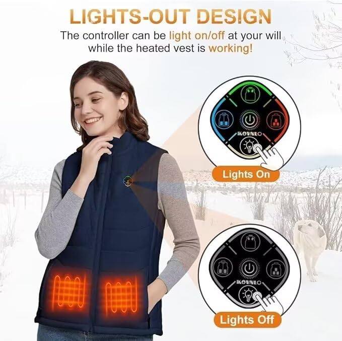 Image of KOVNLO Heated Vest Women, Electric Warming Heated Jackets, (Battery Pack Not Included) Smart Controller With Lights-out
