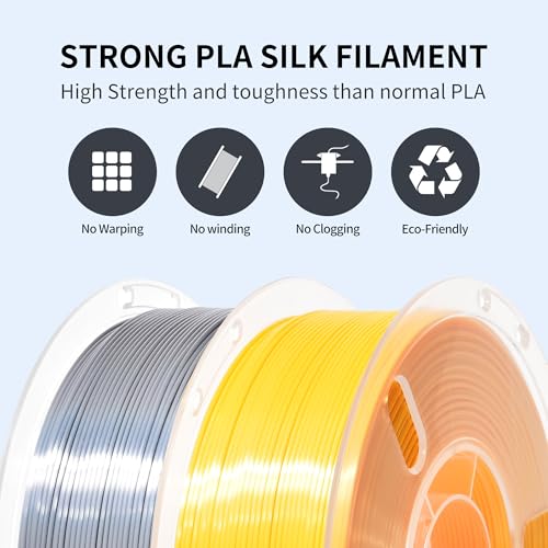 Image of RAMBERY Silk Gold Silver PLA Filament Bundle, Metal-Like Shiny Silk PLA Filament 1.75mm, 3D Printer Filament Dimensional Accuracy + /-0.02mm, 1kg Spool, 4 Packs（Golden,Silver
