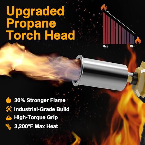 Image of Sondiko Powerful Propane Torch Gun, Big Flamethrower, Gold & Black