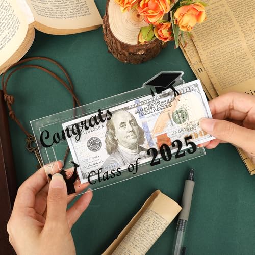 Image of 2025 Graduation Money Holder,Acrylic Graduation Gifts Money Cards Envelope Wallet Gifts for Graduates, High School,Graduation Party Favor Supplies