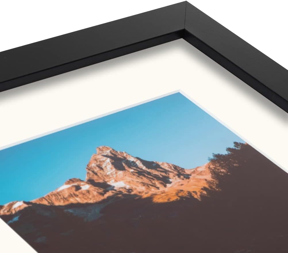 ArtToFrames 4x16 inch Satin Black Picture Frame with 2 Inch Single White Mat, SingleMat-FRBW26079-4x16-1402