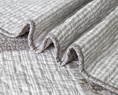 Slpr Silver Linings (2-Piece, Twin Grey Patchwork Quilt With 1 Pillow Sham): Farmhouse Twin Lightweight Bedspread, Bedding Comforter Set, Lightweight Coverlet, Country Style Gray Bedding #TOP1