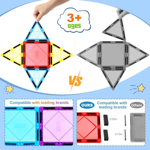 Image of Storio Magnetic Tiles Building Blocks for Kids 3 4 5 6 7 8 Years,Educational Learning Toys for 2 3 4 5 Year,Magnetic Toys for Kids,Learning Educational Brain Toys - 16 Pcs