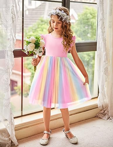 Image of Arshiner Toddler Tutu Dress Little Girls Fluffy Summer Dresses Casual Party Tulle Sundress for Kids 2-6Y