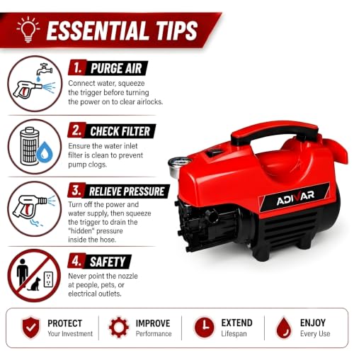 Image of AD-180 High Pressure Washer | 2000W Motor | 180 Bar Max Pressure | 7 L /Min Flow Rate | Portable Electric Washer for Car, Bike, Solar Panal, Walkways & Home Cleaning