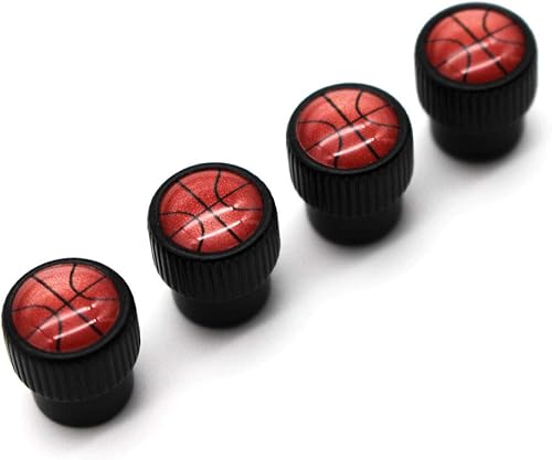 Miniatura 6 de BENBW - Juego de 4 tapas de válvula de neumático de coche estilo baloncesto de aleación de zinc