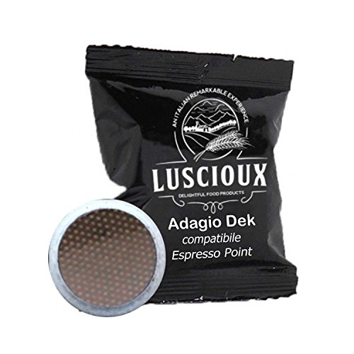 Luscioux Adagio Dek cápsulas compatibles Lavazza Espresso Point (FAP) |Aroma intenso descafeinado.Envase de 100 cápsulas