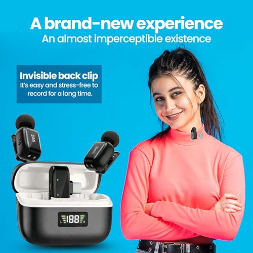 Image of MAK Dual Wireless Mic for YouTube, 2-Voice Changer Feature, Active Noise Cancellation, with Charging Case, Plug and Play, 30-Meter Range, for Recording, BIS Certified, Supports Type C Android & iOS