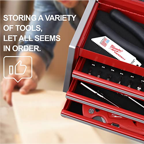P.i.t. Portable 3 Drawer Steel Tool Box With Magnetic Locking, Red Hand Carry Tool Cases For Tools Storage Micro Top Chest #TOP6