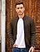 COOFANDY Men's Cardigan Sweaters Full Zip Up Stand Collar Slim Fit Casual Twisted Cable Knit Sweater with 2 Front Pockets (Brown Small)