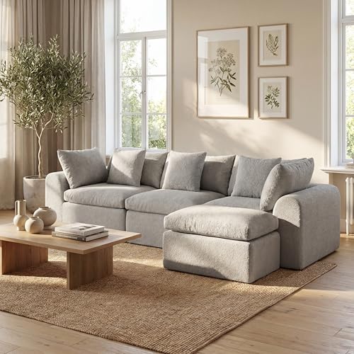 DEZAGCE Canapé-lit XXL 275 cm en forme de L – Cloud Velours Canapé 4 places, ultra doux et géant, avec ottoman gauche/droite, autonome, utilisable...