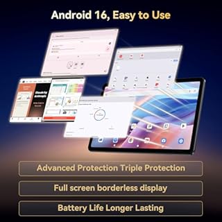 Android 16 Tablet, 2026 Tablet with Keyboard and Pen, Gemini AI 3.0,10 Inch Android Tablets 18GB+128GB/2TB, 6000mAh, FHD, 5G WiFi, Bluetooth 5.0, GPS, OTG, Office, Gaming, 4 Years Warranty