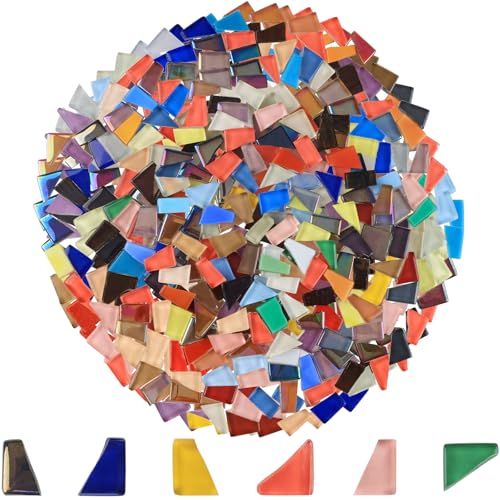 Yazikisa 500g Bunte Kristall Mosaik Fliesen Unregelmäßige Glas Mosaiksteine Glasfliesen Kristallfliese Mosaikstücke für Handwerk Handgefertigt DIY Kunstprojekte Blumentöpfe