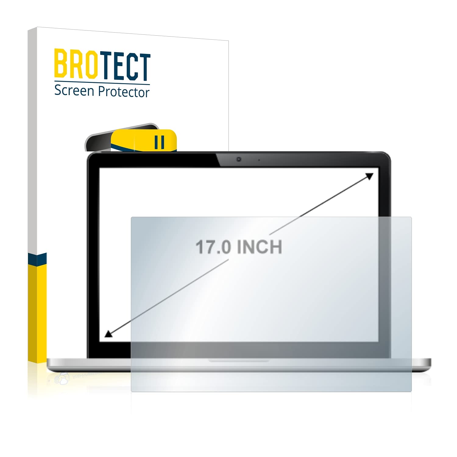 BROTECT 17" Protector Pantalla Cristal para Portátiles con 17,0 Pulgadas (43.2 cm) [368 x 229 mm, 16:10] - [Dureza 9H, Anti-Arañazos]
