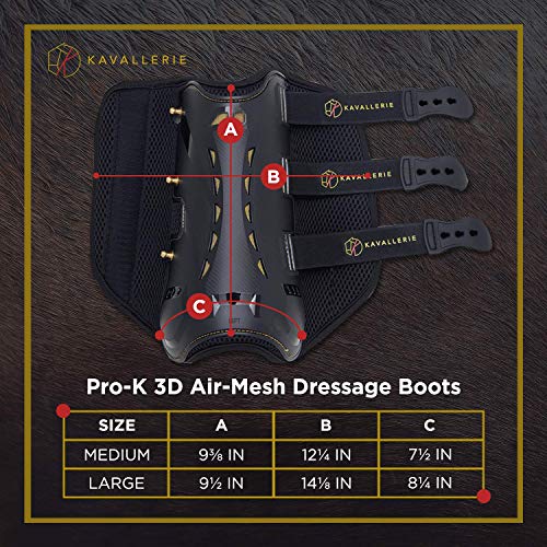Dressage Boots for Horses by Kavallerie: Pro-K 3D Air-Mesh Horse Boots, Secure Leg Protection, Lightweight and Tough White & Black Dressage Sports Boots [Black] - Thumbnail 3