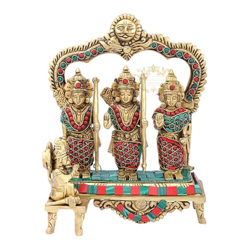 Image of DHARMA HOME & Decor Handcrafts Brass Ram Darbar Lord Ram, Laxman, Hanuman & Devi Sita for Home Decor & Puja Article