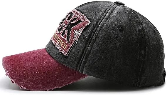 Valkyrie Rock Vintage Trucker Hat Adjustable Vintage Black Red with Unisex Metal Buckle