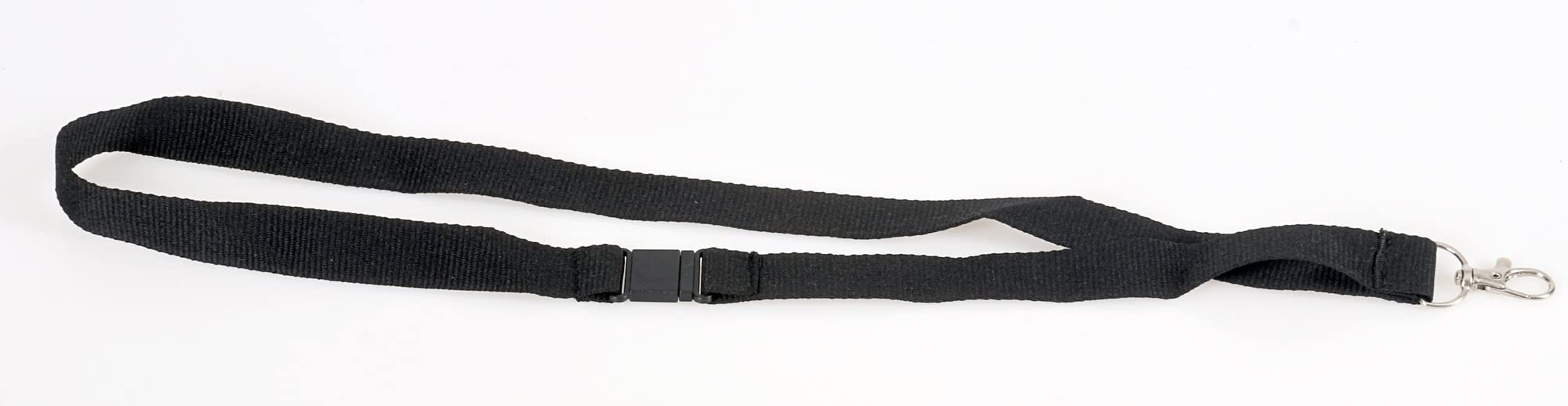Opus 2 smycz tekstylna 20 mm z paskiem na szyję i metalowym klipsem do uchwytu na identyfikator, 10 sztuk, 121275, czarna