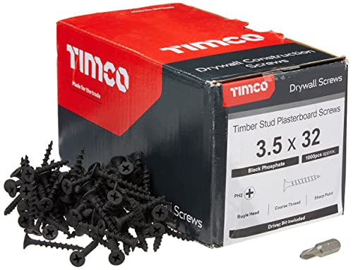 TIMCO PH2 Philips Coarse Drywall Screw - 3.5 x 32 - Dark Grey- Box of 1000