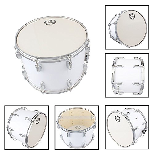 MBAT Student Marching Snare Drum Kids Percussion Kit White with Drumsticks Strap