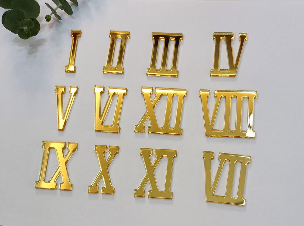 Amazon.com: 12pcs Acrylic Roman Numerals Shape,Mirrored Acrylic