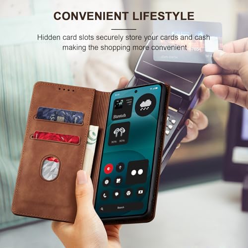 Image of Jasonyu Flip Wallet Case for Nothing Phone 4a Pro 5G,Brown